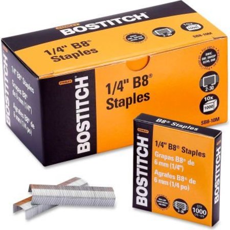 BOSTITCH Stanley Bostitch® B8 PowerCrown„¢ Staples, 30 Sheet Capacity, 1/4" Leg Length, 10000/Box SB810M